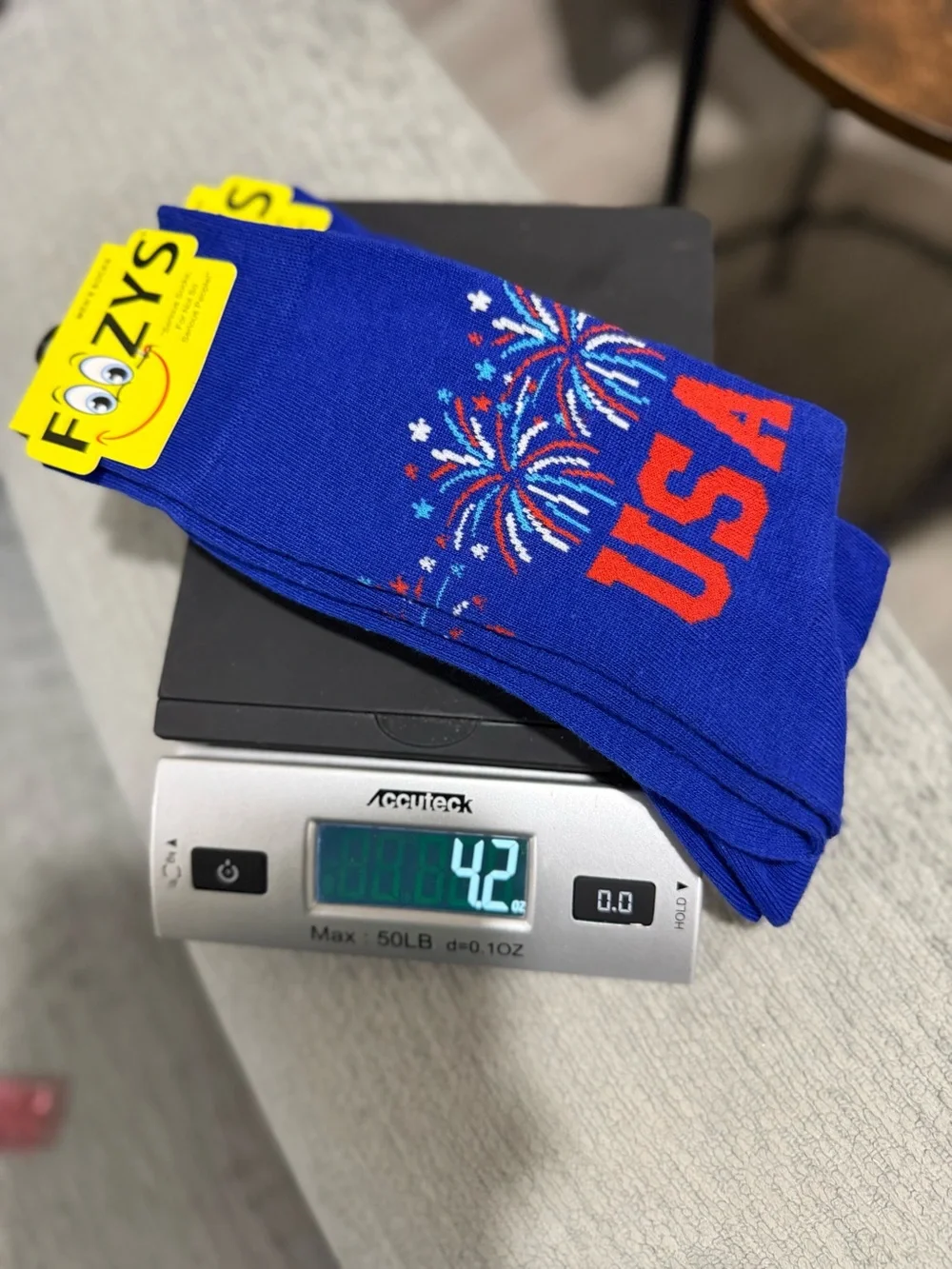 Men’s Blue USA Fireworks Crew Socks. “Serious socks, for not so serious people.”